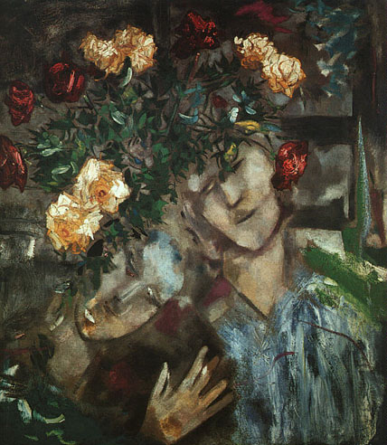 Lovers With Flowers by Marc Chagall
